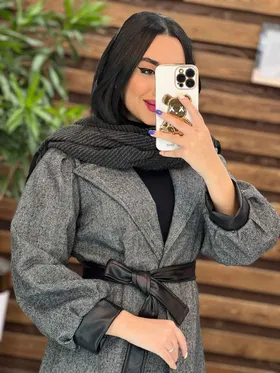 پالتو طرحدار سرآستین چرم