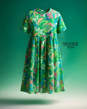 پیراهن زنانه سایز بزرگ تم سبز