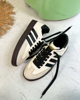 کفش کتانی دخترانه سامبا سفید مشکی