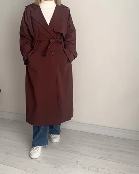 ترنچ کت Drop قد بلند (قهوه ای)