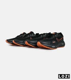 کفش کتانی مردانه و زنانه مشکی نارنجی Nike air zoom max