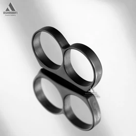 انگشتر مشکی دوقلو Black Two Finger Ring