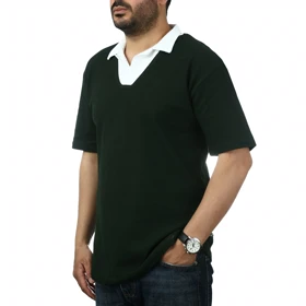 پولوشرت آستین کوتاه یقه شکاری مردانه سیزر مدل 15611245