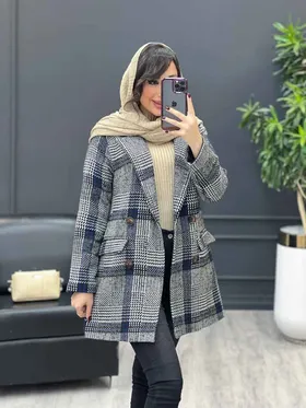 پالتو چهارخونه کوتاه چهار دکمه