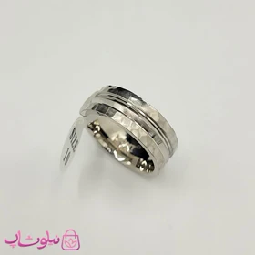 انگشتر مردانه مون بلان مدل خط‌دار نقره ای کد 460