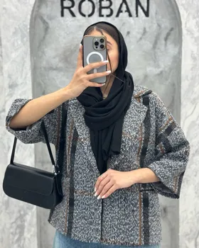 کت استین سه رب توییت‌پشمی دو دکمه