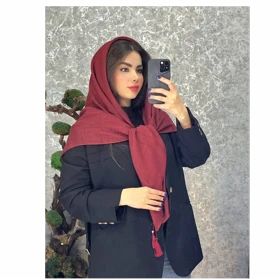 روسری لینن (لینن) قواره 140 منگوله‌دار مناسب فصول گرما