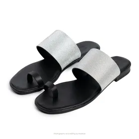 صندل اران گازولین مشکی نقره‌ای - GAAZOLIN Oran Sandals Silver Shine