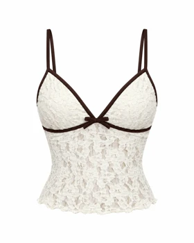 تاپ توری برشکا Bershka مدل Tank top with lace and bow