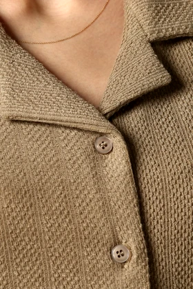 شومیز کراپ ژاکارد یقه انگلیسی زنانه