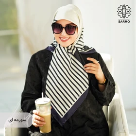 روسری ابریشم کجراه پیچک (سورمه ای)