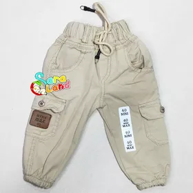 شلوار کتان نوزاد شش جیب کرم