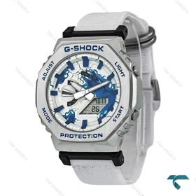 ساعت جیشاک GM2100 مردانه سیلور بند برزنتی سفید G-Shock-7532-G
