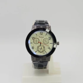 ساعت مچی مردانه نانسی Nanxi با موتور کوارتز و سبک 3موتوره (بند مشکی صفحه سفید)