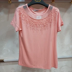 تیشرت زنانه مجلسی ترک گیپور دار جنس ویسکوز اورجینال