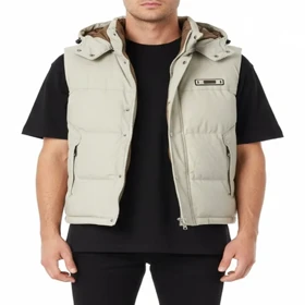 پافر مردانه رنگ کرم روشن با پارچه سیلیکونی ضد آب استایل مینیمال کد 8606