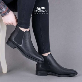 نیم بوت مردانه چرم کلاسیک کد 7006011