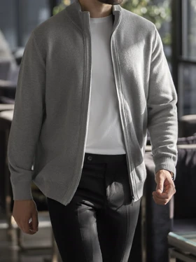 بافت تمام زیپ طوسی کد sh200