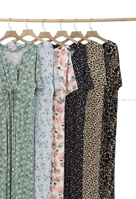 پیراهن یقه چپ و راستی طرح دار کد1005519