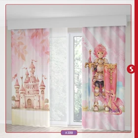 پرده پانچی اتاق کودک برند مینوریا طرح دخترانه کد p-497