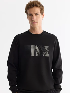 سویشرت یقه گرد مشکی طرح دار / برند آووا ترکیه AVVA