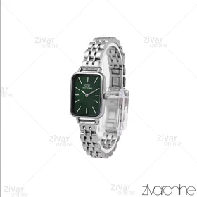 ساعت دنیل ولینگتون زنانه مستطیلی نقره ای صفحه سبز خطی 106187