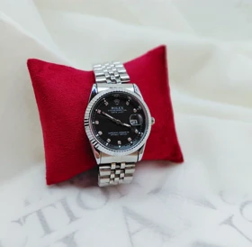 ساعت مچی رولکس Rolex مردانه صفحه مشکی بدنه تمام نقره ای