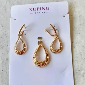 نیم ست زنانه ژوپینگ طرح اشکی طلایی کد 5491