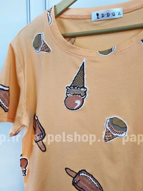 تیشرت یقه گرد طرح بستنی