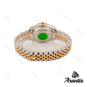 ساعت رولکس زنانه دورنگ طلایی صفحه مشکی دورنگین w-3694