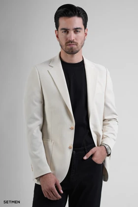 کت تک مردانه دودکمه نیم آستر پارچه GOFRE