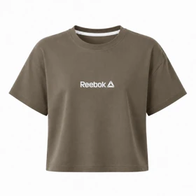 کراپ آستین کوتاه طرح Reebok (زیتونی)