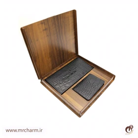 ست هدیه چرم مردانه کیف پول و جاکارتی mrc1318-17