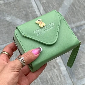 کیف پول و جا کارتی زنانه و دخترانه طرح خرس نشسته مدل MSN256-35