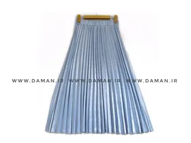 دامن پلیسه ساتن آبی اسمانی قد 80 کد (255)