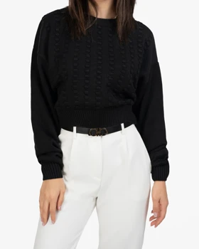 بافت کراپ زنانه یقه گرد کد L0902