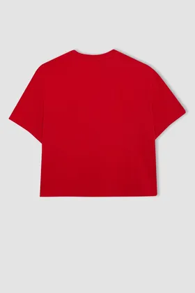 تیشرت آستین کوتاه با چاپ یقه دوزی DeFactoFit NBA Chicago Bulls Oversize Fit Crew B9954AX24SM