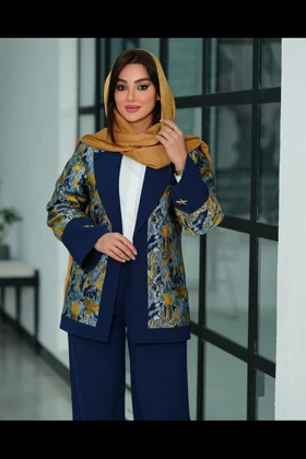 کت شلوار یقه انگلیسی ترکیبی