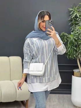 مانتو ترکیبی دو جیب پاکتی