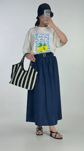 دامن چین سوزنی کد 400079 (سرمه اى)