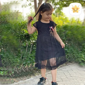 سارافون مشکی محرمی دخترانه گل رنگی 3 تا 6 سال