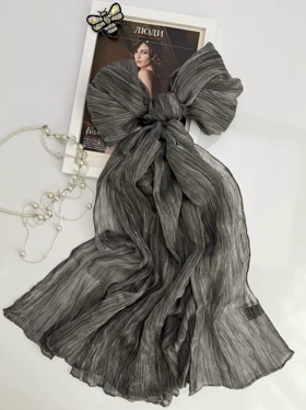 شال ویسکوز خطی ساده 20680 (طوسی تیره)