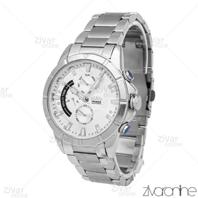 ساعت الکسا پریمیر A0104 مردانه سه موتوره سیلور صفحه سفید 106150