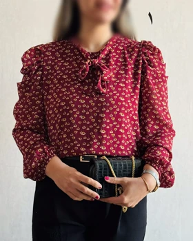 شومیز حریر آستین پفی 6