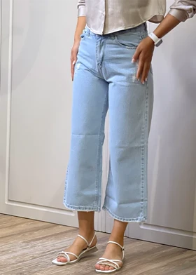 شلوار واید جین آبی روشن