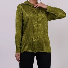 شومیز زنانه طرح دار حریر ساتن