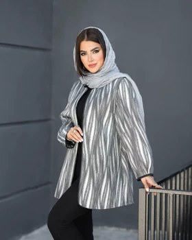 ژاکارد یقه ایستاده آبرنگی