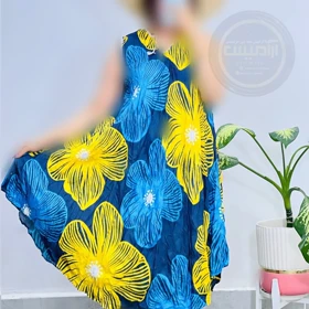 پیراهن ساحلی کوتاه پلیسه طرح‌دار