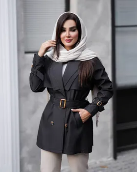 بارانی یقه آمریکایی رز کد 2131