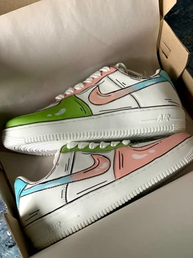 کفش اسپرت کاستوم کتانی ایرفورس air force طرح Pastel Cartoon نایک nike